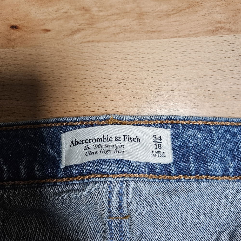 Abercrombie & Fitch 90s Straight Ultra High Rise Jeans 34/18R - Picture 4 of 7